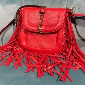 Orange fringe purse
